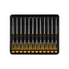 Surubelnite precizie VOREL 12 piese CrV: Plat 2.5/3.5mm, Cruce PH00/PH0, Torx T6-T10 + Unghiuri 45-180&deg;