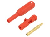 Conector banană 1,5mm soclu roşie lipite, crimpate ST&Auml;UBLI