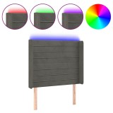 Cumpara ieftin Tablie de pat cu LED, gri inchis, 83x16x118/128 cm, catifea