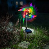 Lampa solara pentru gradina, model turbina eoliana, LED RGB, senzor lumina, 1.2V 600 mAh, IP44, Aluminiu/Plastic, 75x23x23 cm, Family