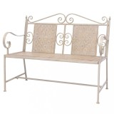 Bancă de grădină, alb vintage, 115 cm, oțel