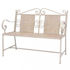 Bancă de grădină, alb vintage, 115 cm, oțel