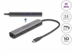 Docking Station la HDMI 8K60Hz/LAN 2.5Gbs/2xUSB-A/2xUSB type C + PD 100W, Delock 87865