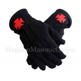 M?nu?i Negre Cavaler Templier - Bumbac 100% cu Cruce Ro?ie