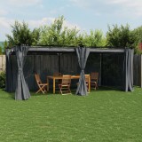 VidaXL Pavilion cu draperii, antracit, 6x3 m, oțel