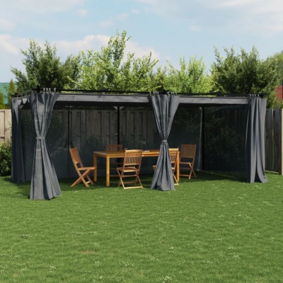 Gossi pavilion cu draperii, antracit, 6x3 m, otel foto