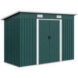 Outsunny Căsuță de Grădină 3,18m&sup2; din Oțel Zincat cu 2 Guri de Aerisire, Depozit pentru Unelte cu Uși Duble Culisante, Acoperiș &Icirc;nclinat, 272x134x182