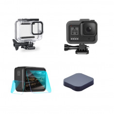 Set 4 accesorii pt Gopro Hero 8 Black , Carcasa , Rama , set Folie , Capac