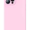 Husa iPhone 13 Pro din silicon, silk touch, interior din catifea cu decupaje pentru camere, Roz