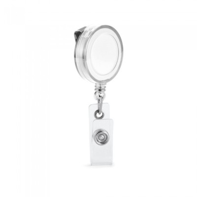 Suport pentru ecuson cu clip metalic extensibil, pana la 900 mm, clip transparent, alb foto
