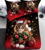 Lenjerie Pat De Craciun O Persoana Wintera Cr062, Bumbac, 4 Piese, Cu Elastic, Imprimeu