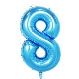Balon din folie flippy, cifra 8, 81 cm, pentru aer sau heliu, bulk, albastru