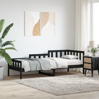 vidaXL Pat de zi, negru, 90x190 cm, lemn masiv de pin 840375 foto