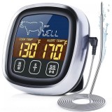 Termometru Digital de Bucatarie pentru Carne Lichide JustZEN Display Touch Screen Functie Citire Rapida Temporizator Alarma 8 Tipuri de Carne 5 Trepte