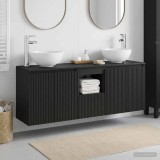 Cumpara ieftin Set dulap baie suspendat 3 buc. Negru 129 x 35 x 80 cm