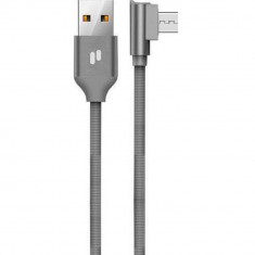 Cablu USB - Micro USB, QC, L23, 2.4A, Mufa la 90 de Grade, Puridea, Gri foto
