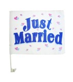 Steag de masina Just Married 40 x 30 cm