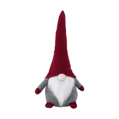 Ornament de Craciun Spiridus, Caciula Rosie, Flippy, Material Textil, 40 cm, Gri foto