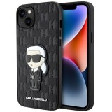 Husa originala iPhone 14 Plus Karl Lagerfeld Saffiano, Monogram Ikonik, negru, KLHCP14MSAKHPKK
