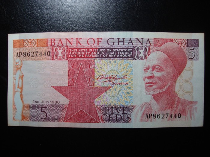 GHANA 5 CEDIS 1980 UNC-