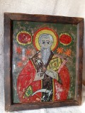 Sf&acirc;ntul Haralambie icoana veche rom&acirc;nească pe sticlă