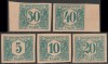 1919 Romania - 5 Eseuri nedantelate Porto, valori diferite, Ocupatia Romana Debretin II (desene originale), Istorie, Nestampilat