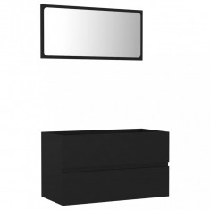 Set mobilier de baie, 2 piese, negru, PAL