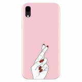 Husa silicon pentru Apple Iphone XR, Pink Finger Cross
