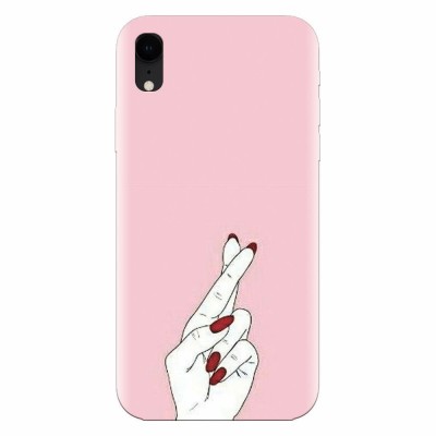 Husa silicon pentru Apple Iphone XR, Pink Finger Cross foto