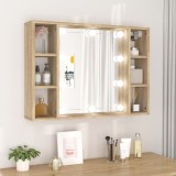 VidaXL Dulap cu oglindă și LED, stejar sonoma, 76x15x55 cm 808858