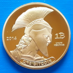 USA Titan Bitcoin 2014 UNC Spartan Moneda memoriala Auriu 40mm foto