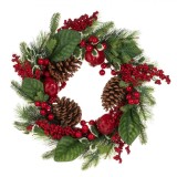 Coroniță Decorativă Crăciun, Model Pomușoare Rodii Conuri, Diametru 55 cm, Multicolor, Oem