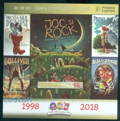 2018 - Romania,LP.2190 a,Mi.Bl.733,OPERA Comica pentru Copii,Colita,Nestampilat foto