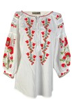 Bluza tip ie dama B2, alb/verde , marimea L