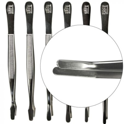Penseta pentru timbre curbata cu varful ascutit de 120 mm aurie Aurie foto