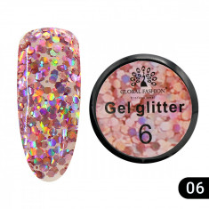 Gel cu sclipici unghii, hexagon, Glitter Gel, Global Fashion, 5g, 06