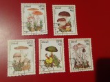 Seria Completă Laos 1985 - Floră, Ciuperci de Pădure, Hrib Boletus Edulis, Amanita Muscaria, Piciorul Căprioarei, 5v - Ștampilată -A333