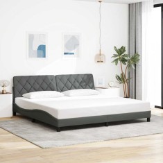 vidaXL Cadru de pat fără saltea, gri &icirc;nchis, 200x200 cm, textil