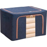 Cutie de depozitare pliabil&Auml; premium, 100l, textil rezistent, cadru metalic, fermoar de siguran&Egrave;&Auml;, fereastr&Auml; transparent&Auml;, 60x42x40 cm, albastru