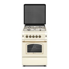 Aragaz Studio Casa Cremona FE50/55G, gaz, 4 arzatoare, aprindere electrica plita si cuptor, siguranta plita si cuptor, grill, 50 cm, bej