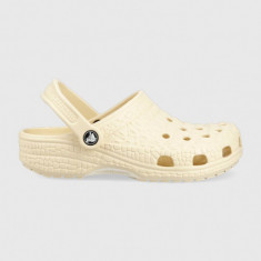 Crocs papuci Classic Croskin Clog femei, culoarea bej, 206873