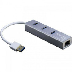 Hub USB Inter-Tech Argus IT-310-S 3x USB 3.2 gen 1 + 1x RJ45 Silver foto