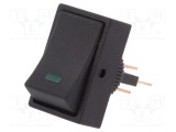 Rocker SPST 2 ON-OFF 25A 12VDC Verde LED SCI