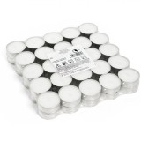 Lum&acirc;nări Pastilă, Set 50 Bucăți, Alb, Diametru 3.5 cm, Timp Ardere 4 Ore, Oem