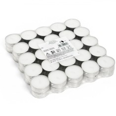 Lum&acirc;nări Pastilă, Set 50 Bucăți, Alb, Diametru 3.5 cm, Timp Ardere 4 Ore