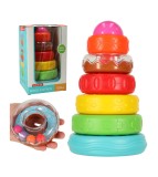 Jucarie educationala Turn piramida din plastic, puzzle senzorial, Montessori, multicolor, Oem