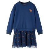 Cumpara ieftin Rochie pentru copii cu m&acirc;neci lungi, bleumarin, 128
