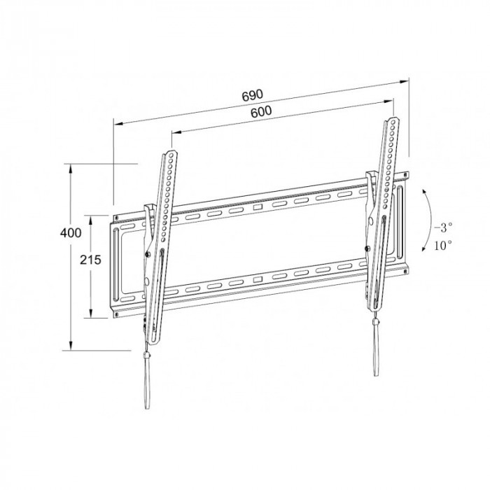 Suport TV LCD de perete Well, diagonala 32 - 80 inch, inclinabil