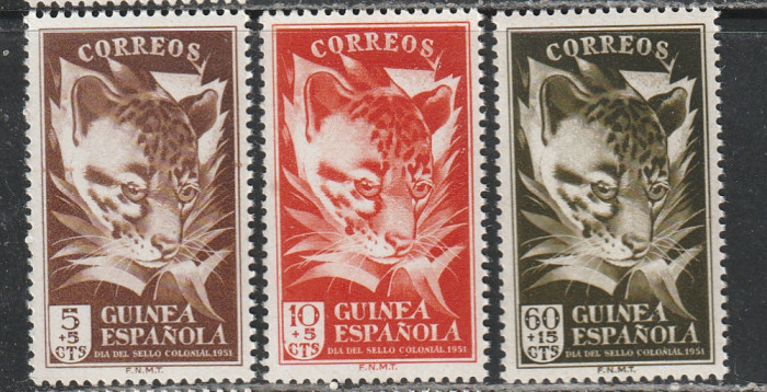 Guinea Spaniola 1951 - Pisici Salbatice 3v MNH