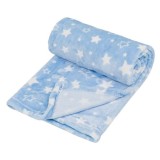 Patura pentru bebelusi catifelata, culoare albastra, imprimeu cu stelute albe 100x75 cm, Oem